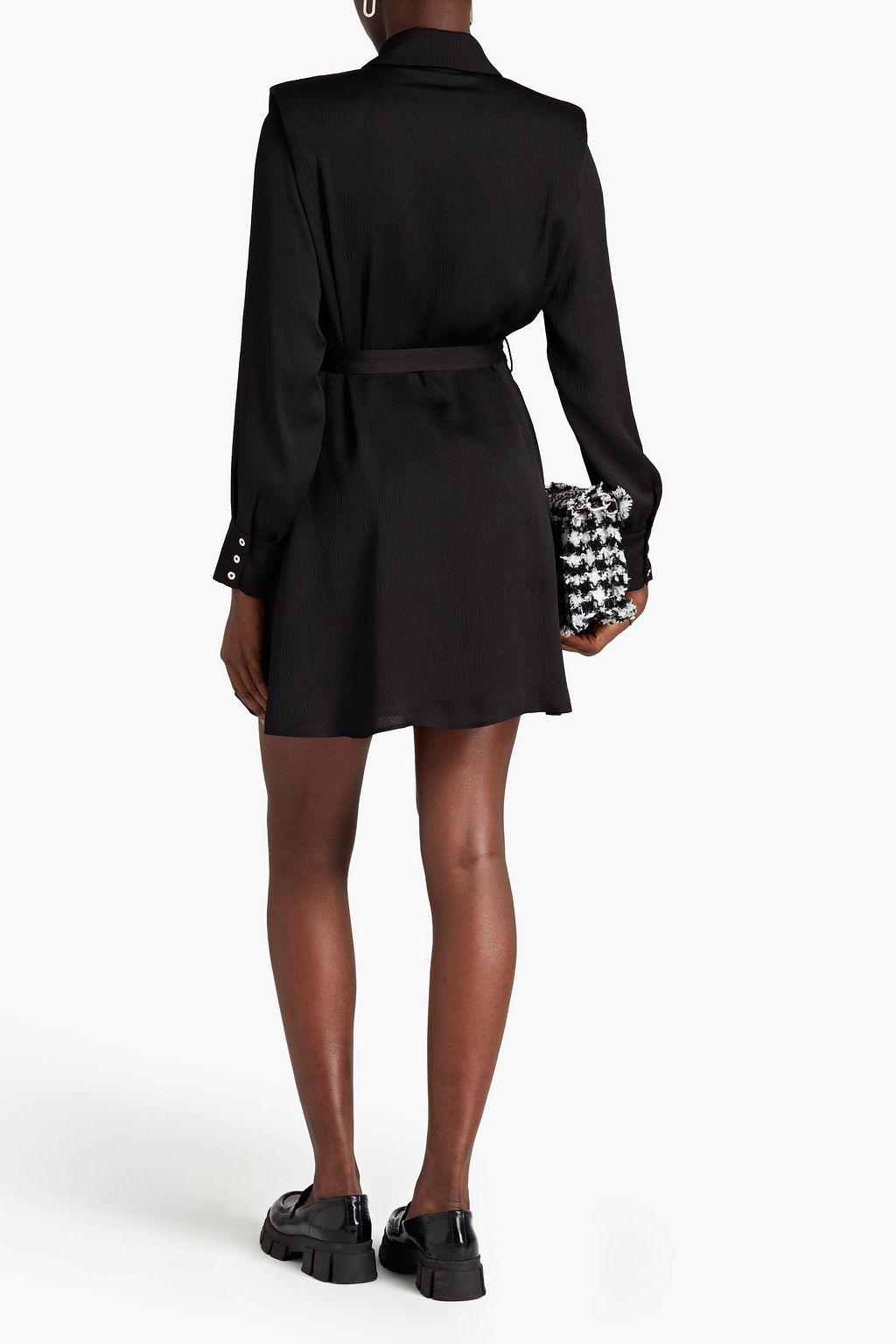 CLAUDIE PIERLOT サティーン ミニシャツワンピース プリーツ入り