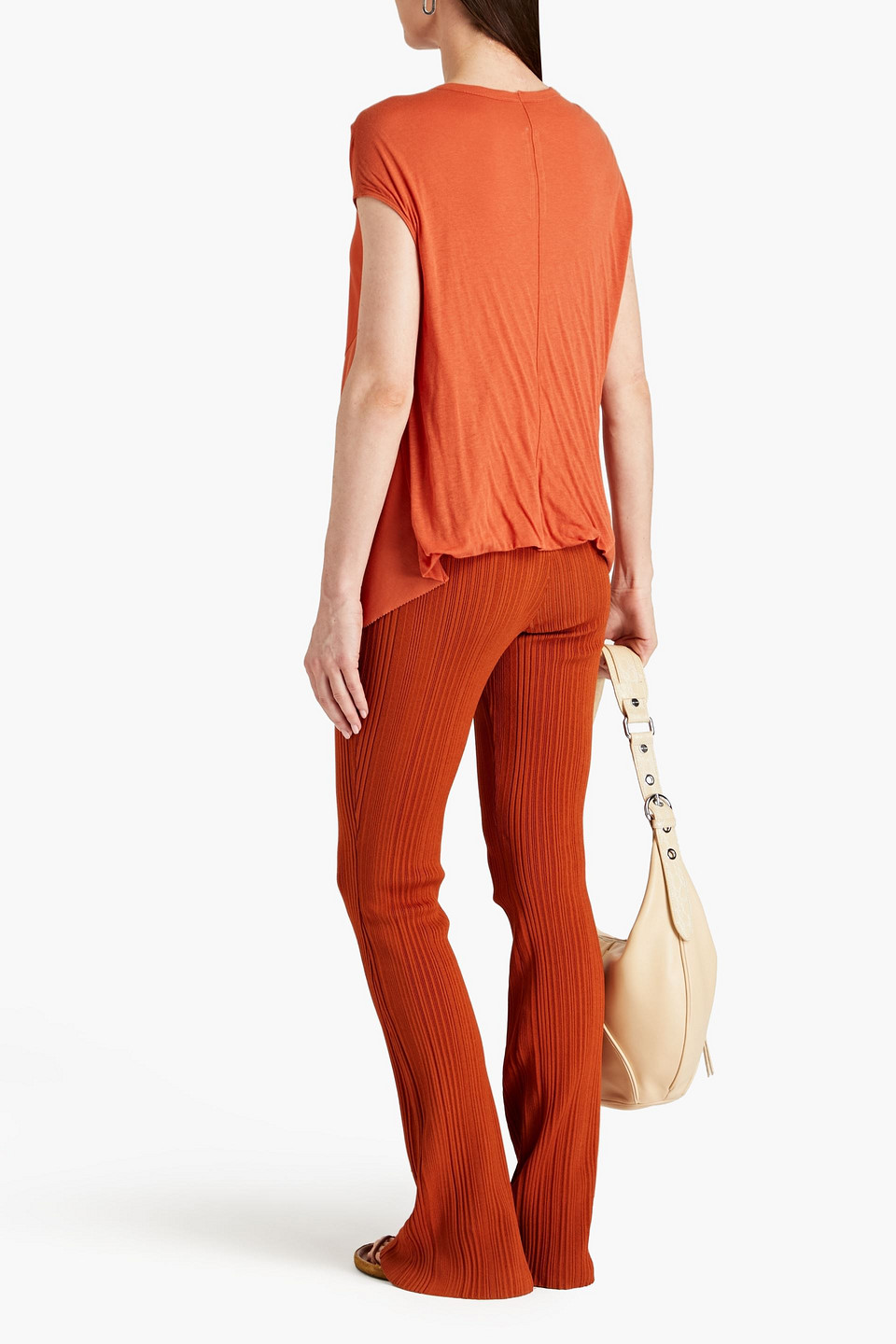 Rick Owens Zweifarbiges Oberteil Aus Baumwoll-jersey In Orange