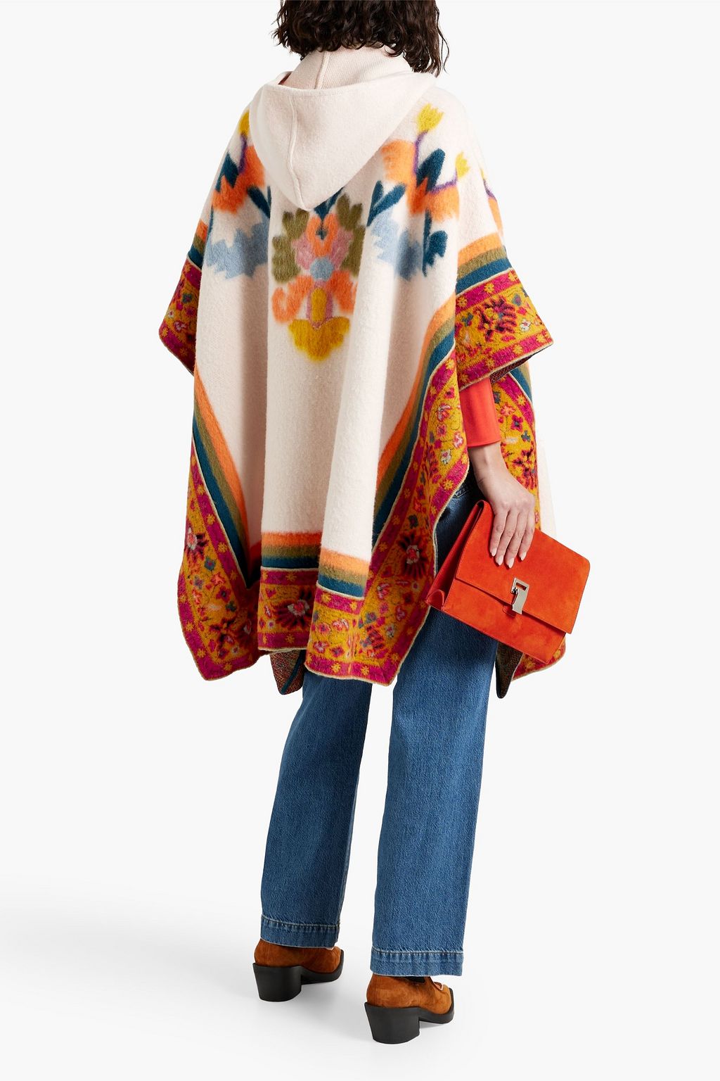 ETRO Printed wool-blend hooded poncho