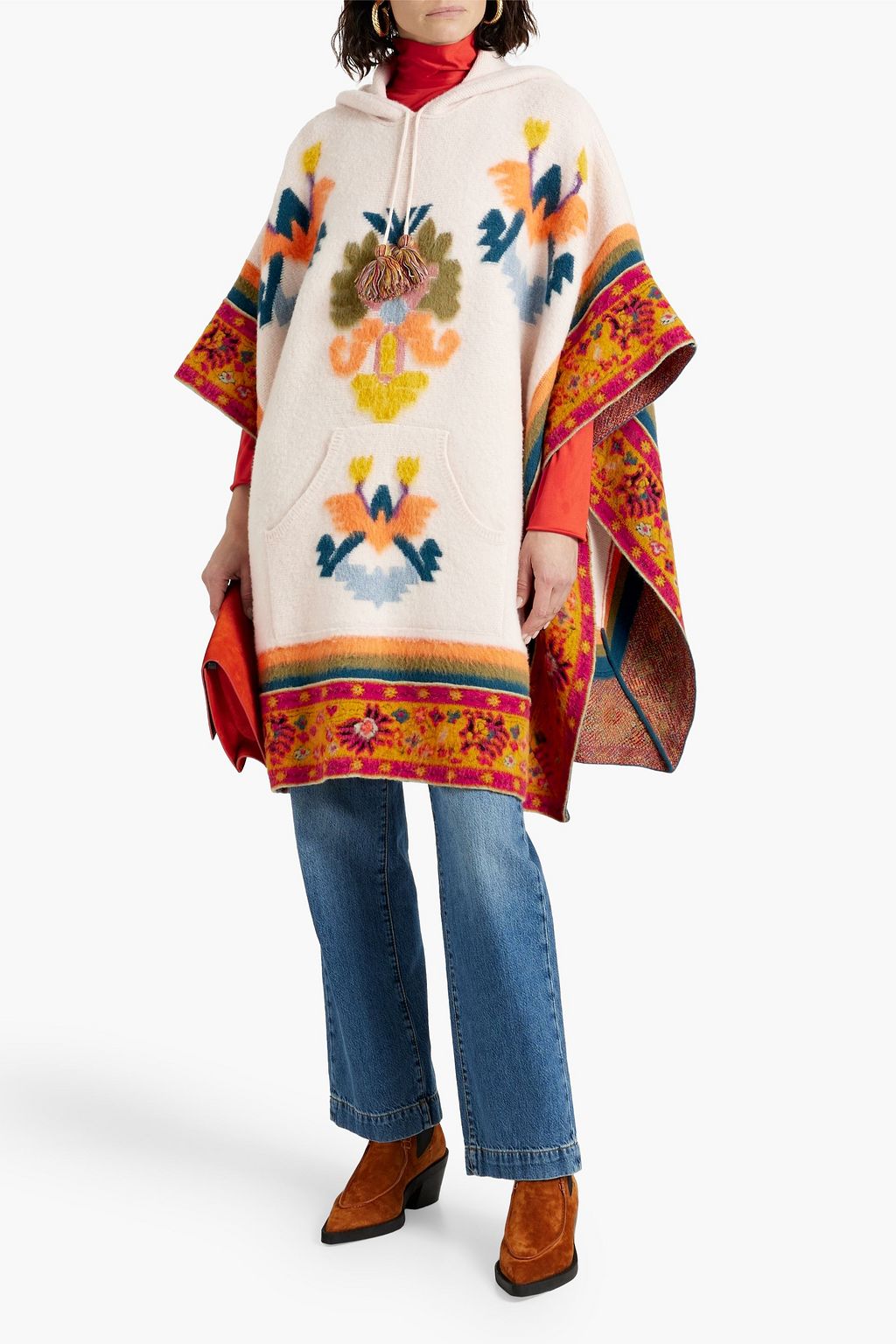 ETRO Printed wool-blend hooded poncho