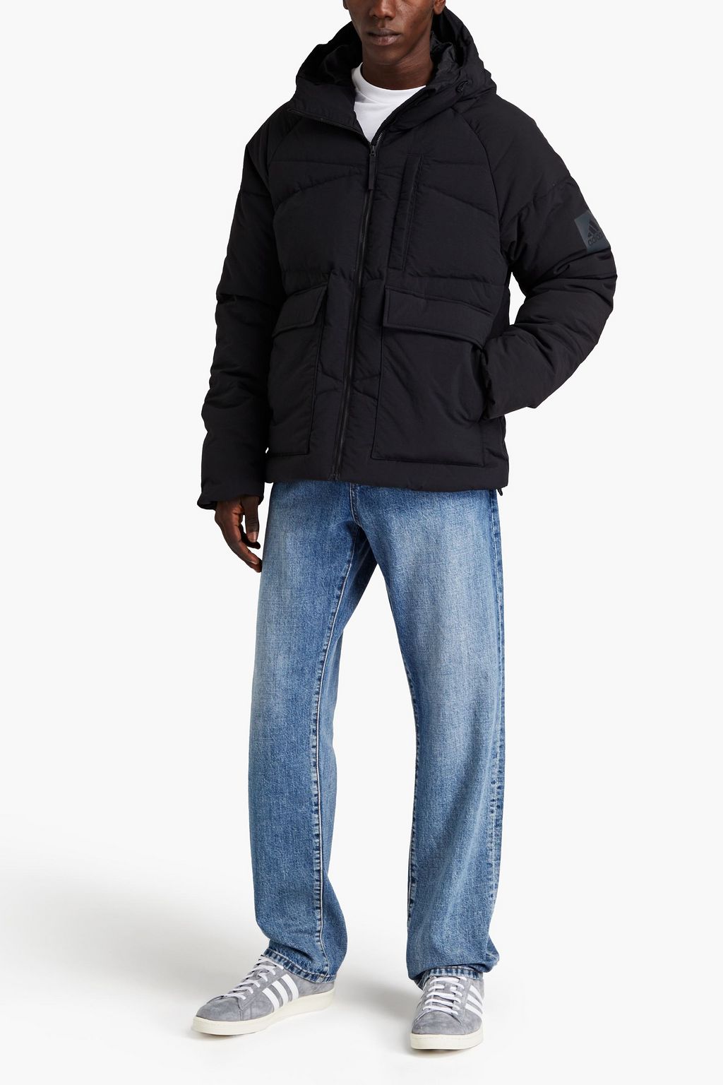 ADIDAS Big Baffle quilted shell hooded jacket
