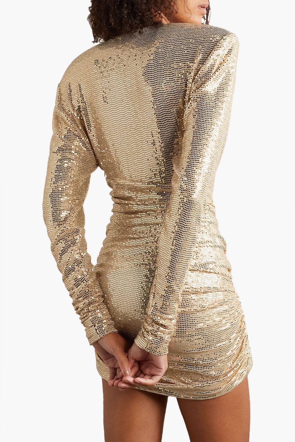 ALEXANDRE VAUTHIER فستان قصير من جيرسي مطاط بقصة غير متماثلة وتصميم مزموم مزين بأقراص براقة