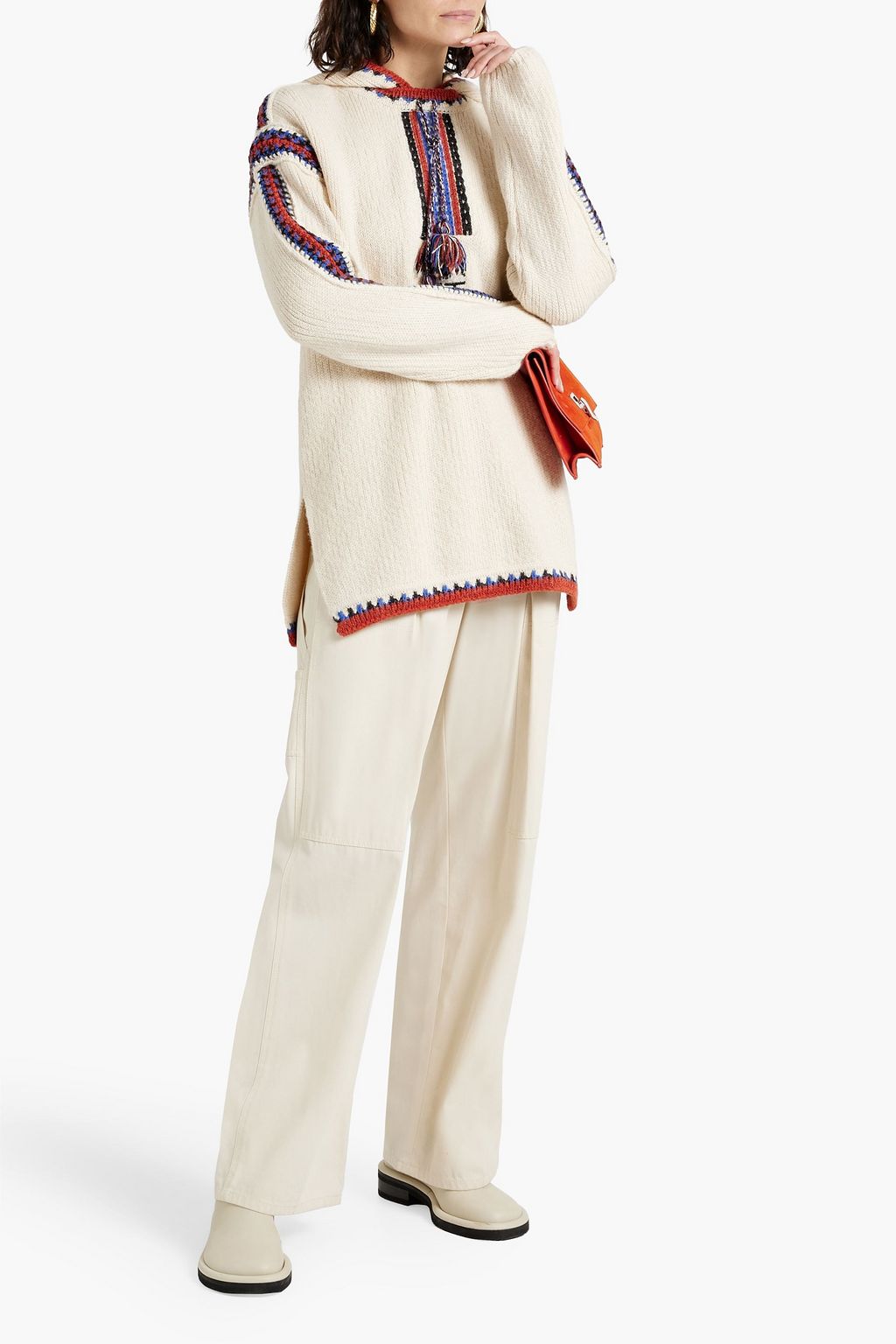 ETRO Embroidered intarsia wool-blend hoodie