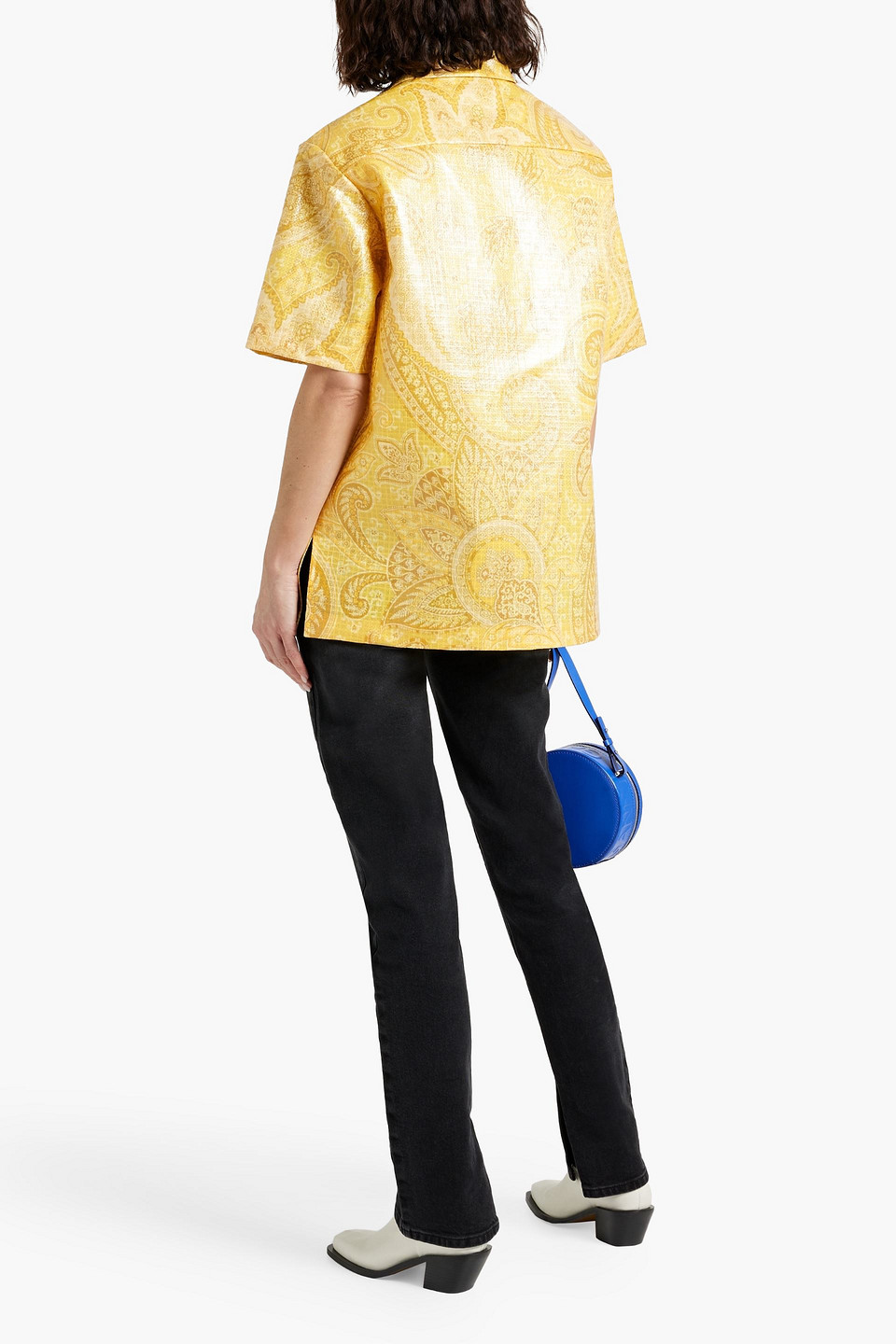 Shop Etro Coated Paisley-print Ripstop Shirt In Yellow