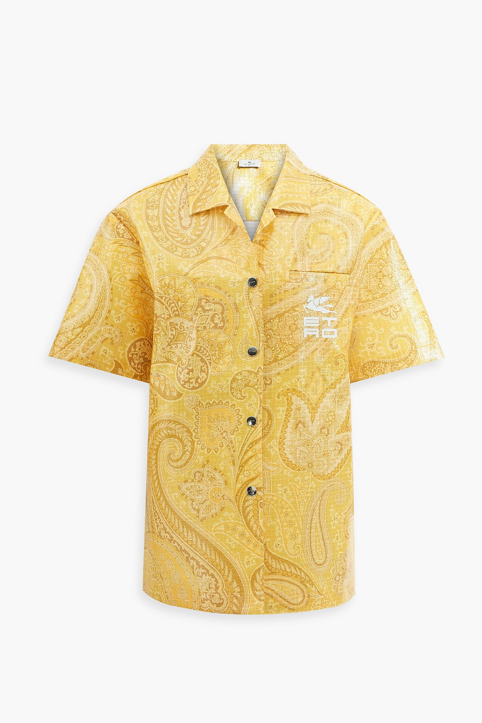 Etro Coated Paisley-print Ripstop Shirt In Yellow