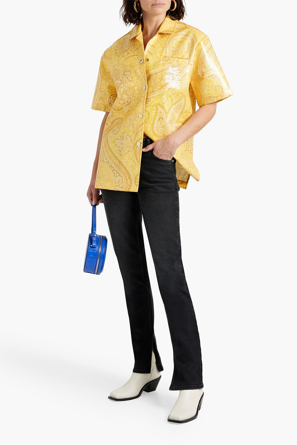 Shop Etro Coated Paisley-print Ripstop Shirt In Yellow