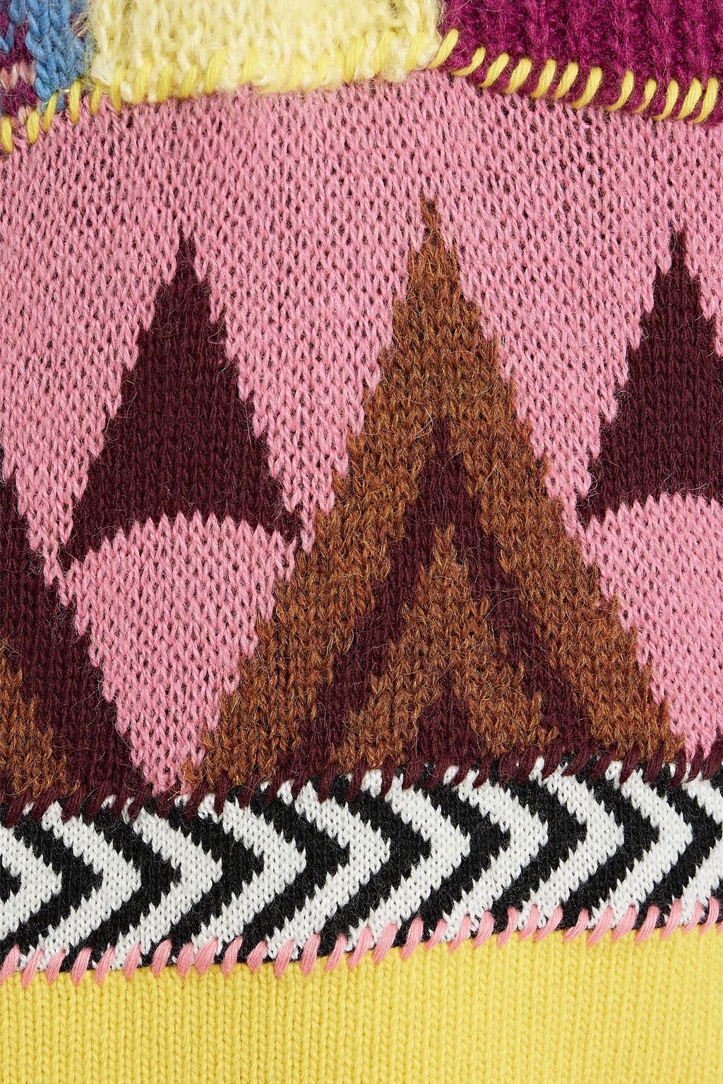 ETRO Fringed patchwork wool-blend sweater