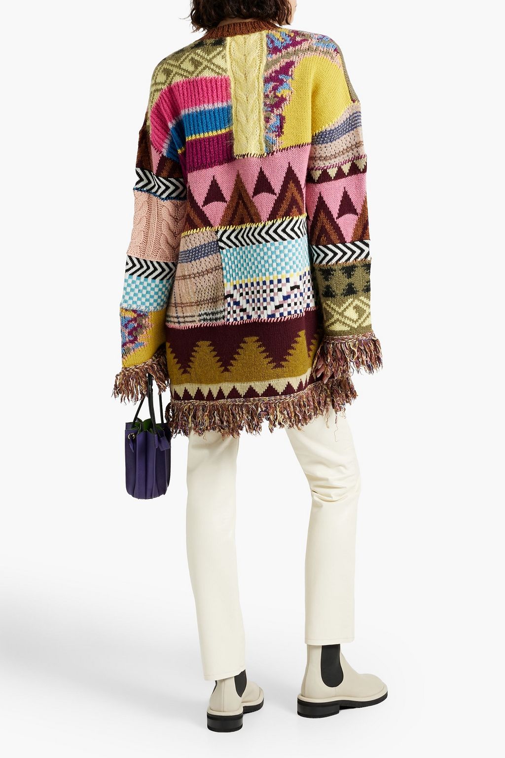 ETRO Fringed patchwork wool-blend sweater