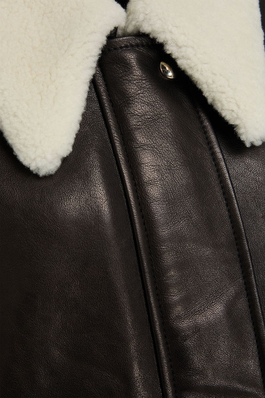 KHAITE Shearling-trimmed leather jacket