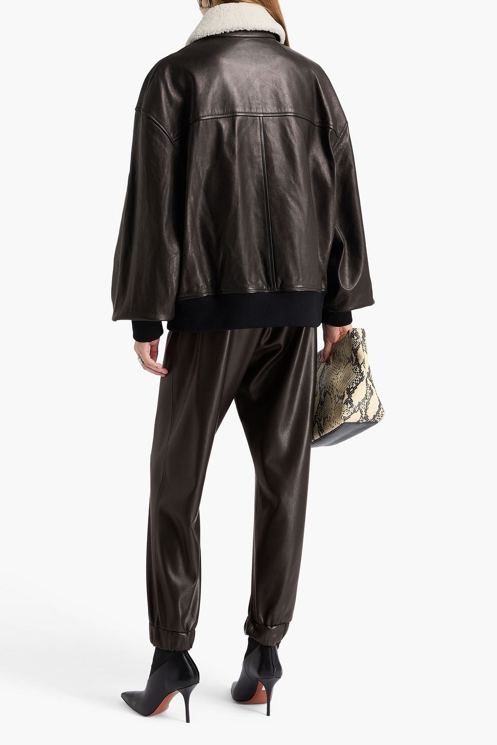 KHAITE Shearling-trimmed leather jacket