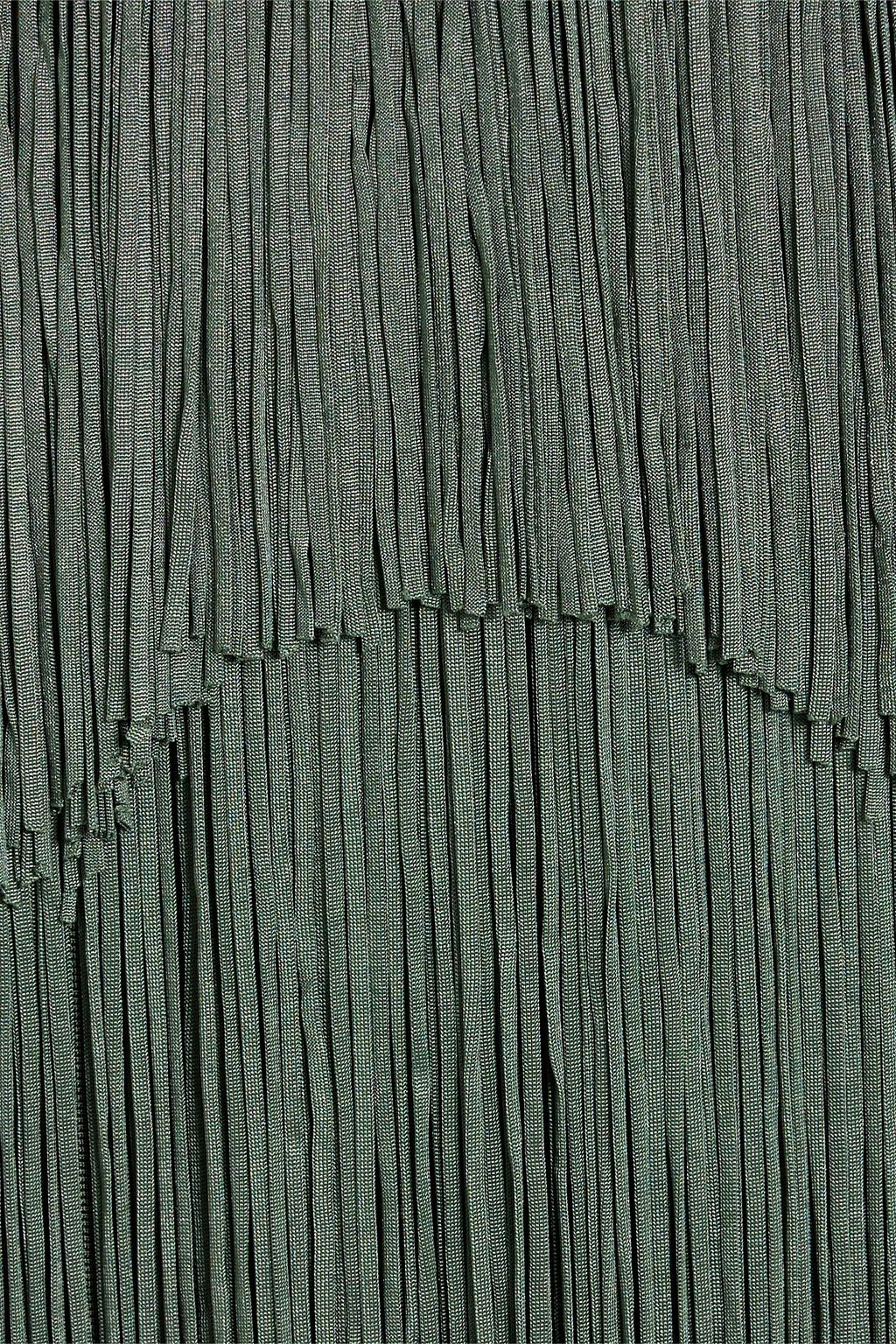 HERVÉ LÉGER Cutout fringed bandage maxi dress