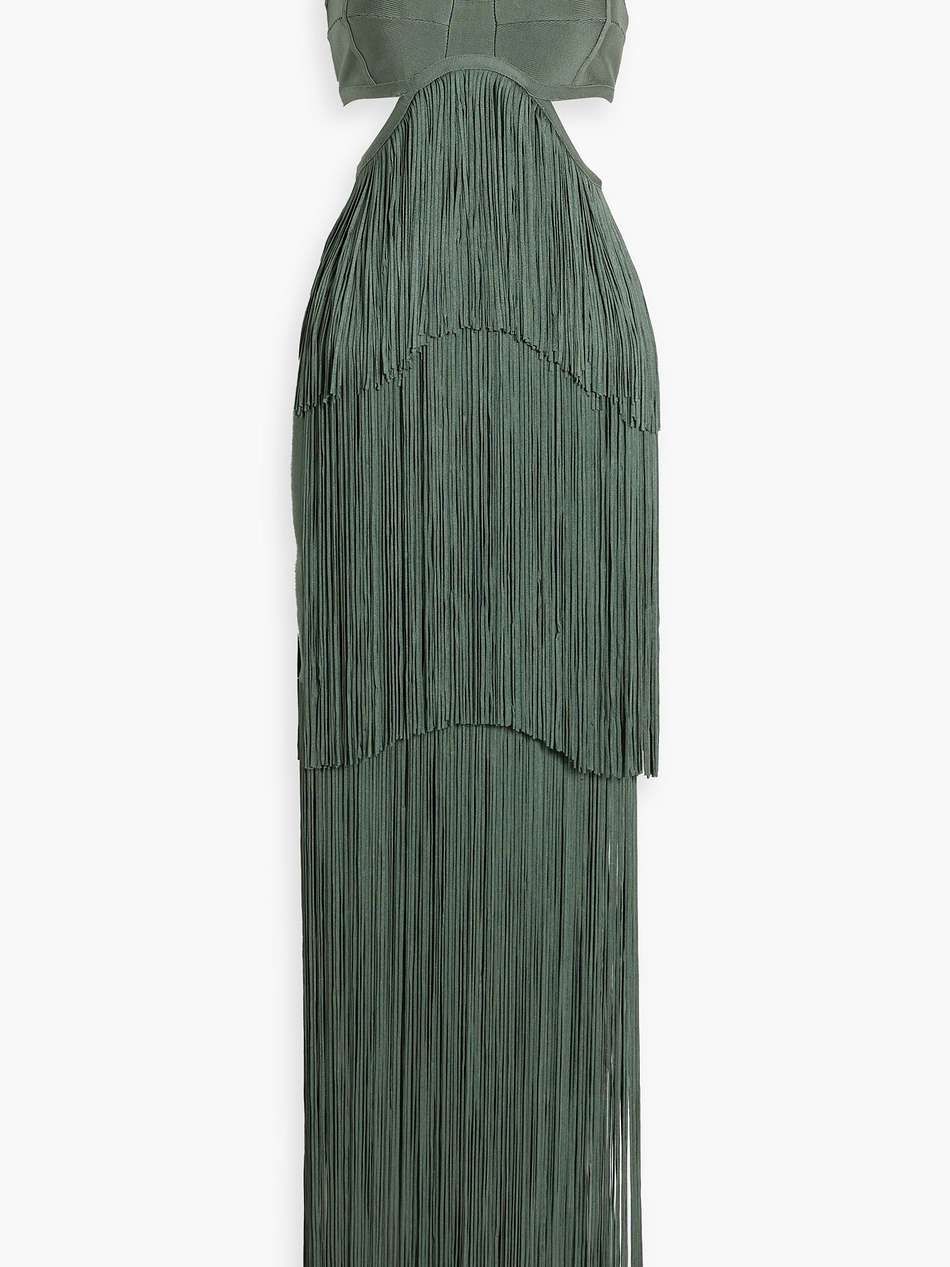 cutout fringed bandage maxi dress