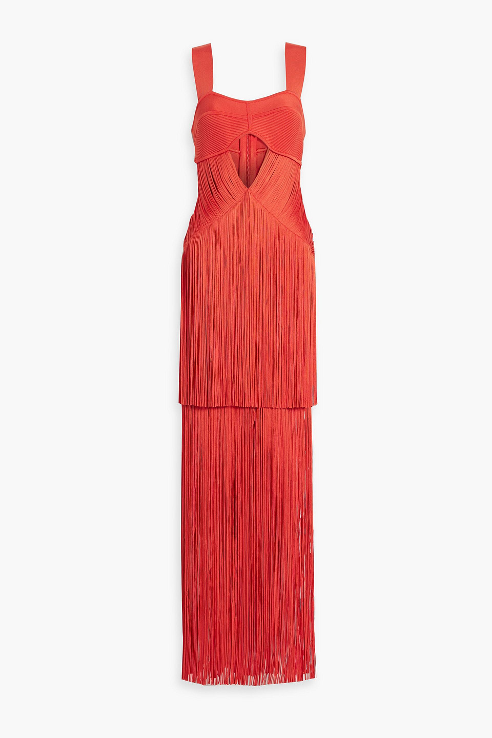 open lace back dress BCBG MaxAzria Red Strapless Sweetheart Maxi Dress main image 1