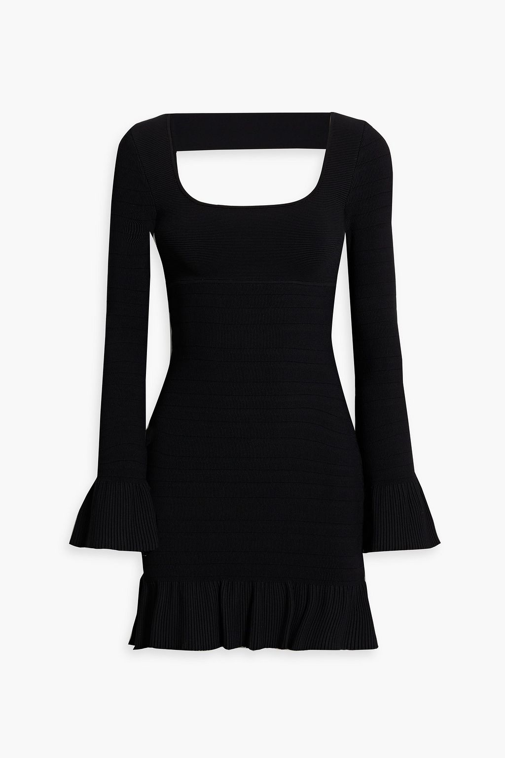 HERVÉ LÉGER Cutout paneled ribbed-knit mini dress | THE OUTNET