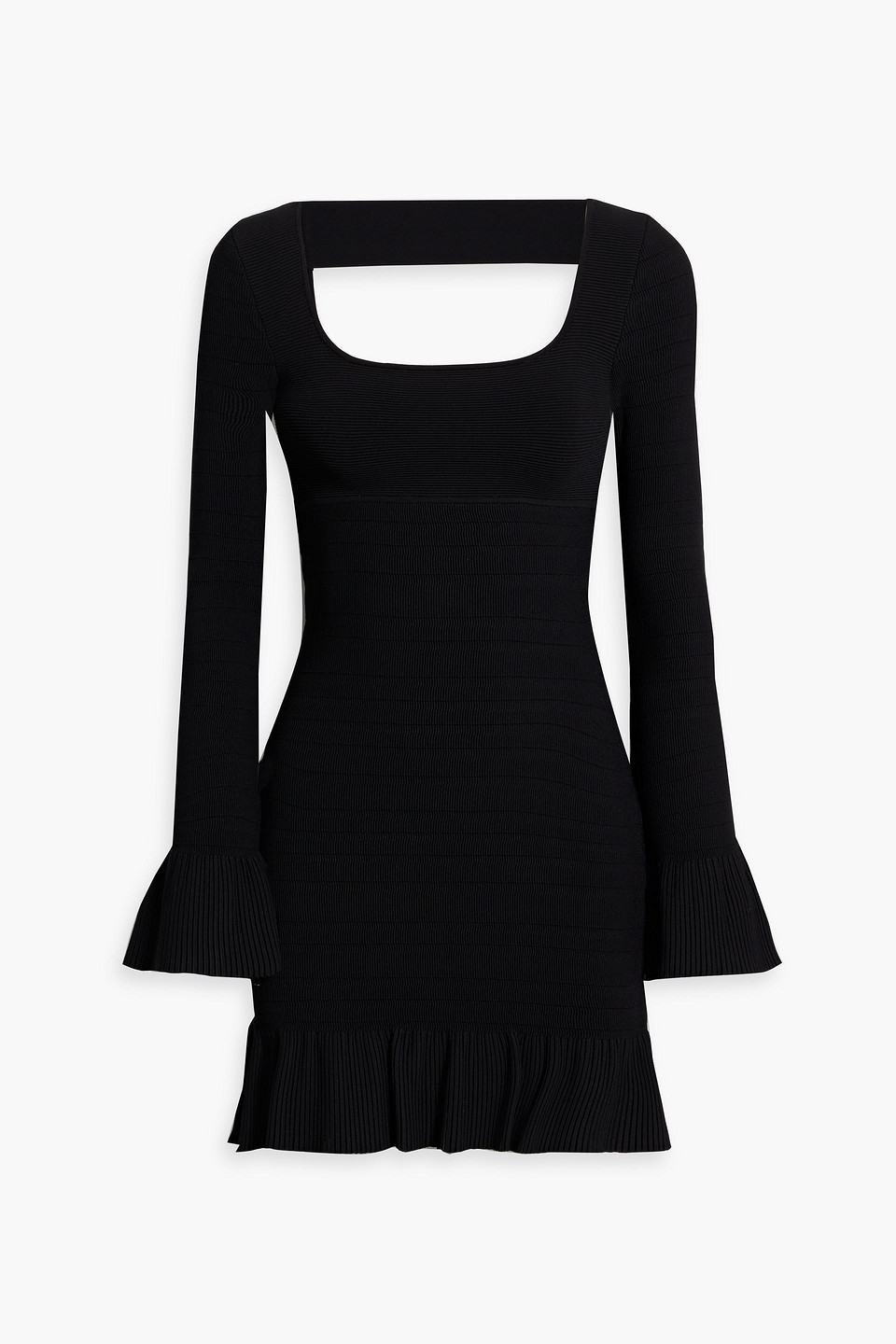 Hervé Léger Cutout paneled ribbed-knit mini dress