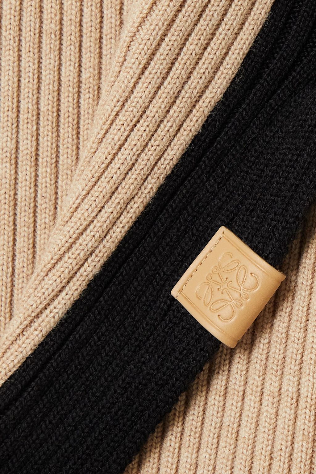 LOEWE Two-tone open-back ribbed wool tunic