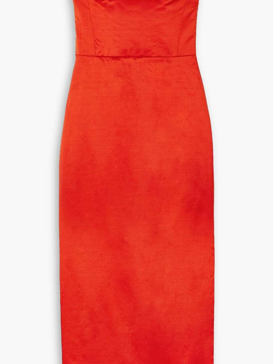 lady strapless silk-dupioni midi dress