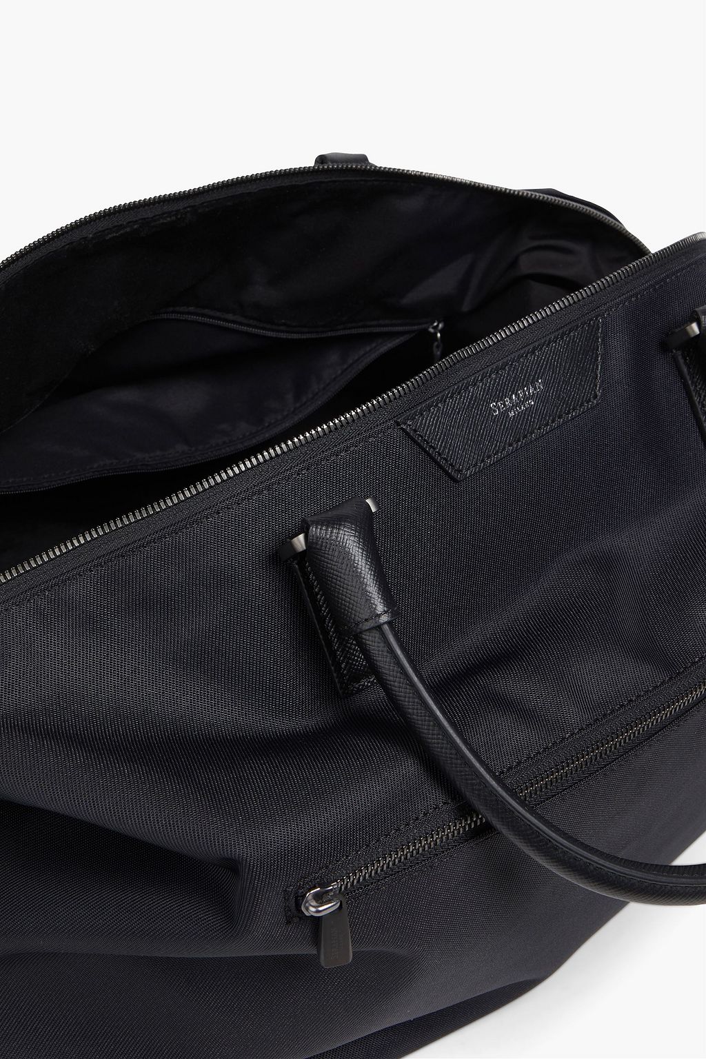 SERAPIAN Leather-trimmed twill weekend bag