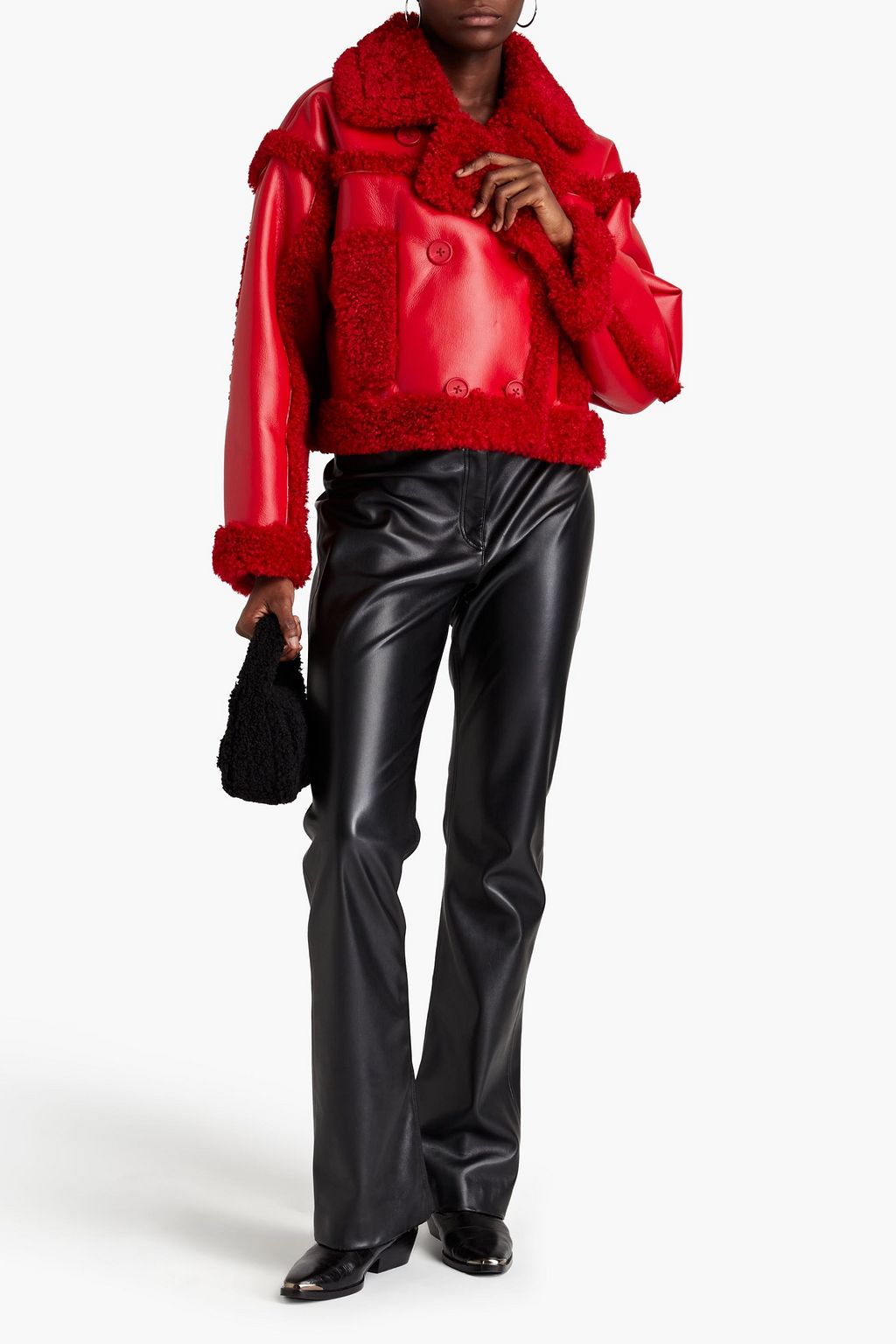 STAND STUDIO Double-breasted faux leather jacket