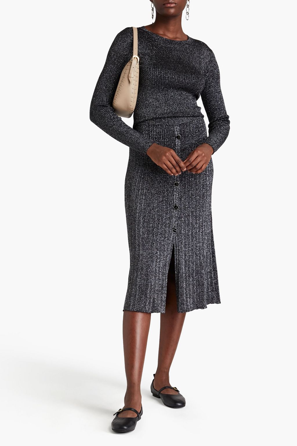 CLAUDIE PIERLOT 메탈릭 니트 스웨터