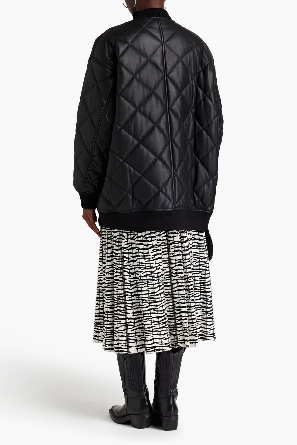 STAND STUDIO Aila quilted faux leather bomber jacket