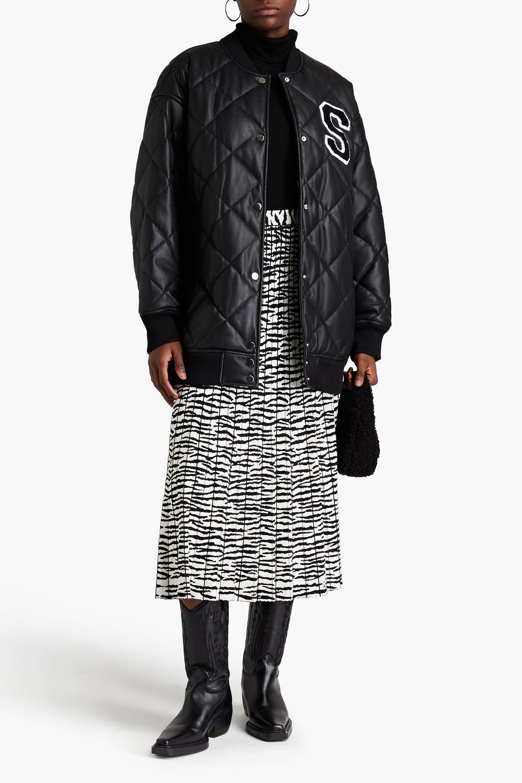 STAND STUDIO Aila quilted faux leather bomber jacket