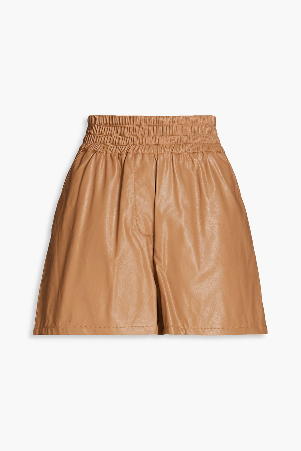 Stand Studio Elasticated Faux Leather Shorts In 90300 Latte