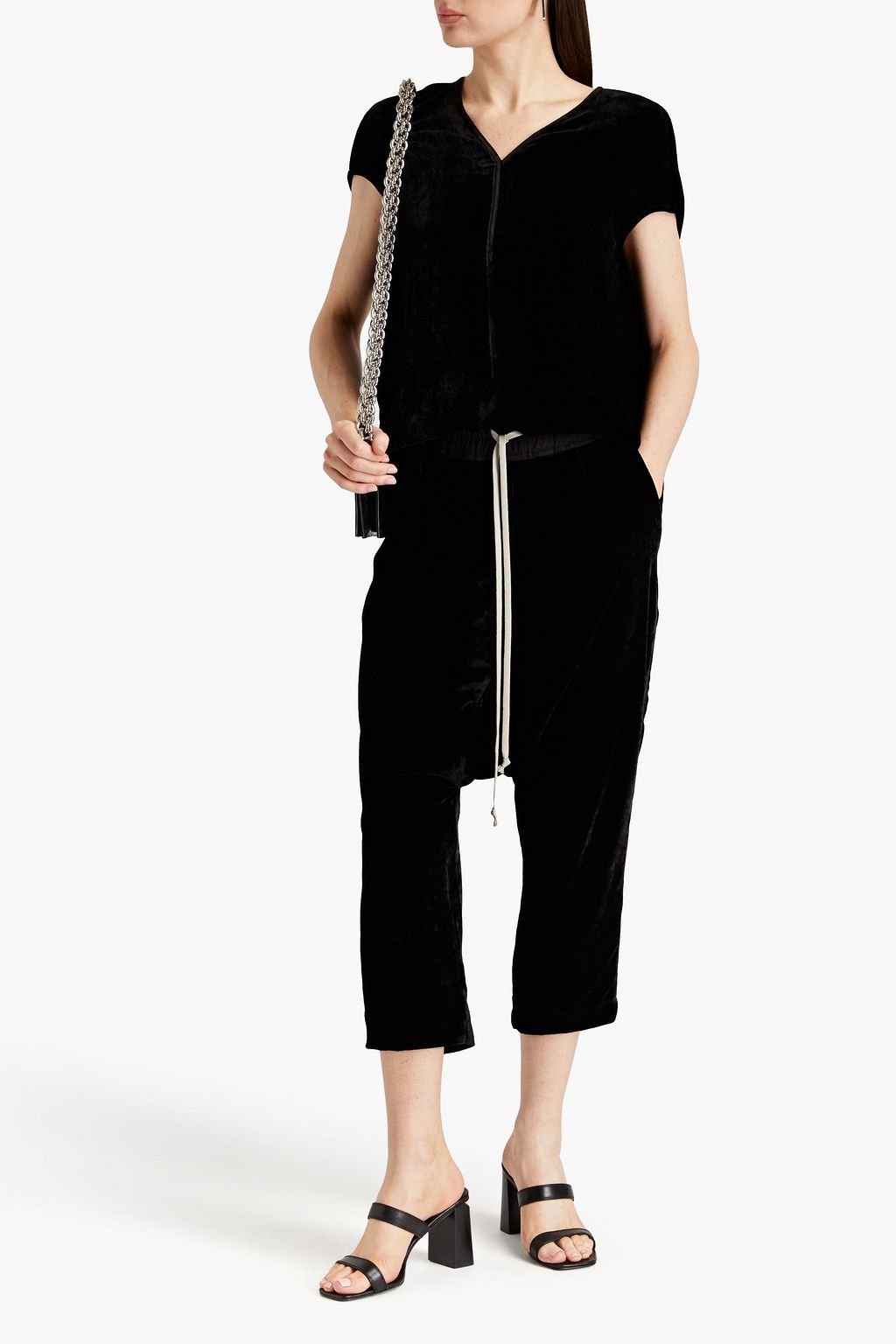 RICK OWENS بلوزة من المخمل بتصميم فضفاض