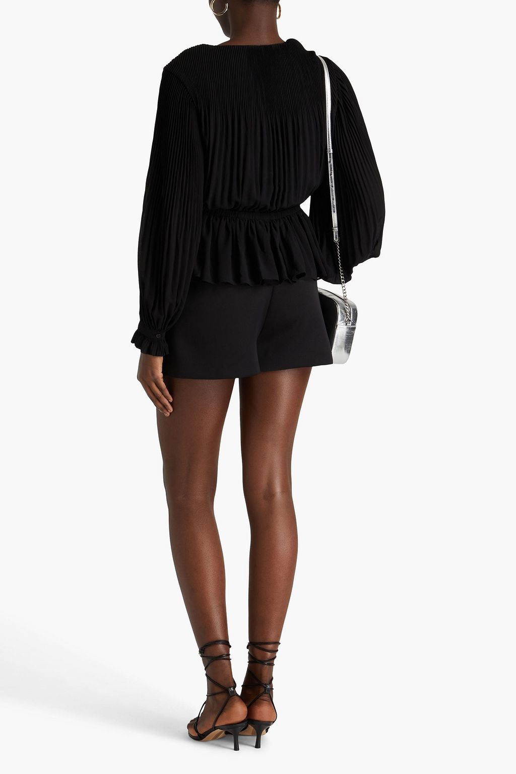 CLAUDIE PIERLOT クレープデシン ブラウス ラッフル付き プリーツ入り