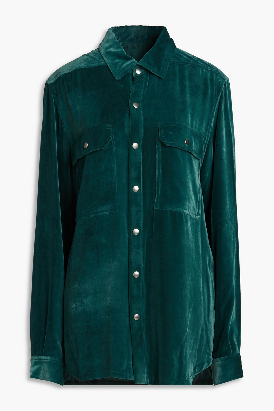 Rick Owens Velvet Shirt In Dark Green