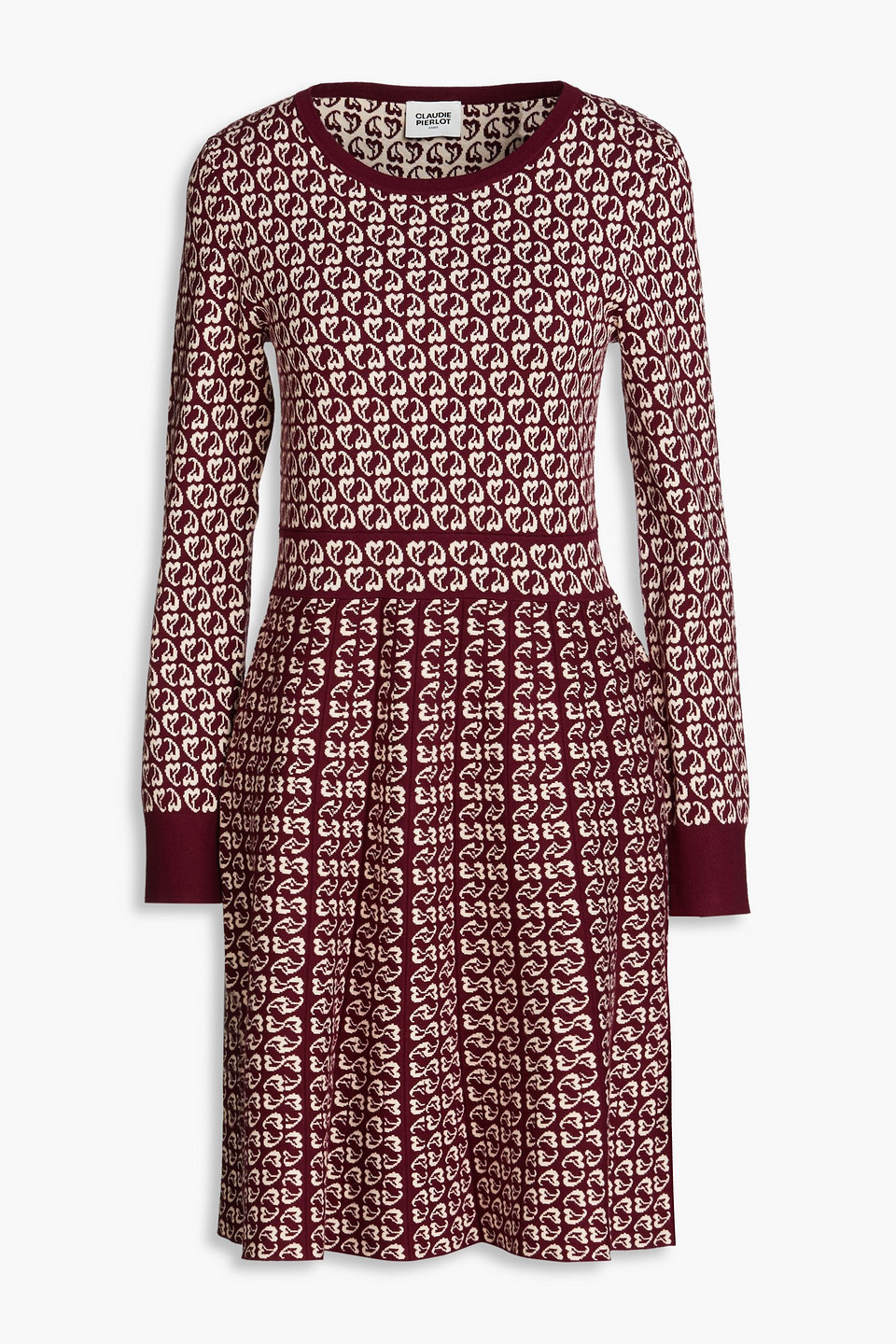 Claudie Pierlot Malva Jacquard Mini Dress In Burgundy