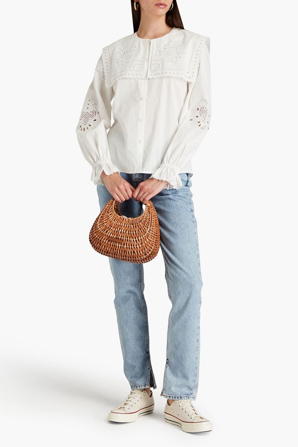 CLAUDIE PIERLOT Broderie anglaise cotton blouse