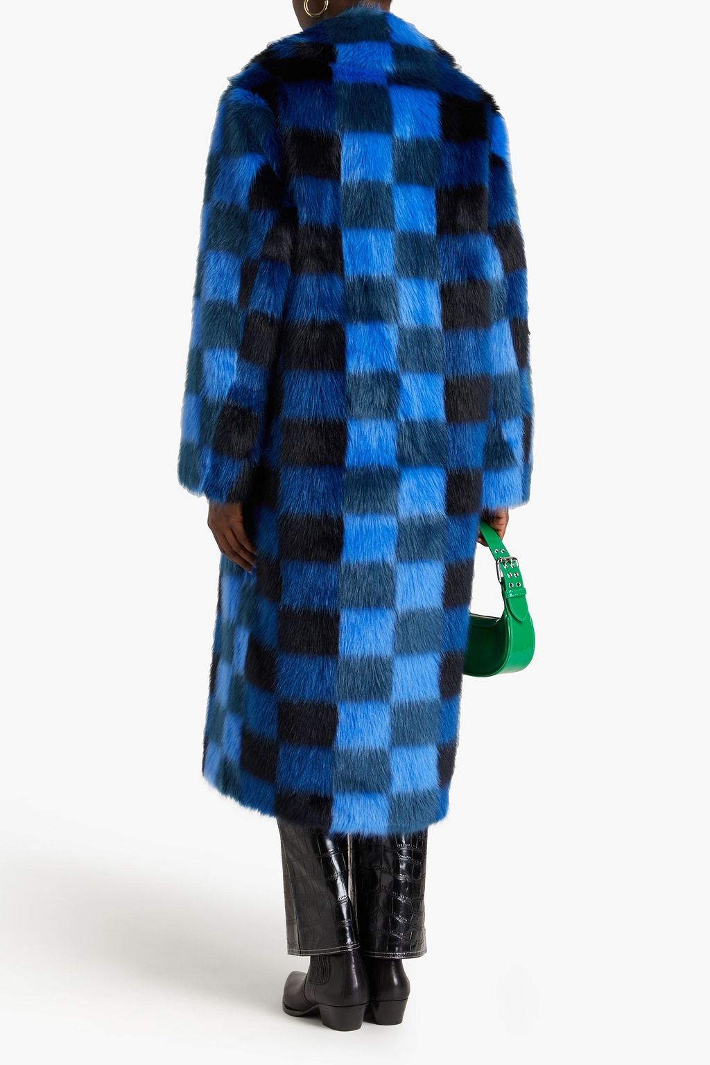 STAND STUDIO Mio checked faux fur coat