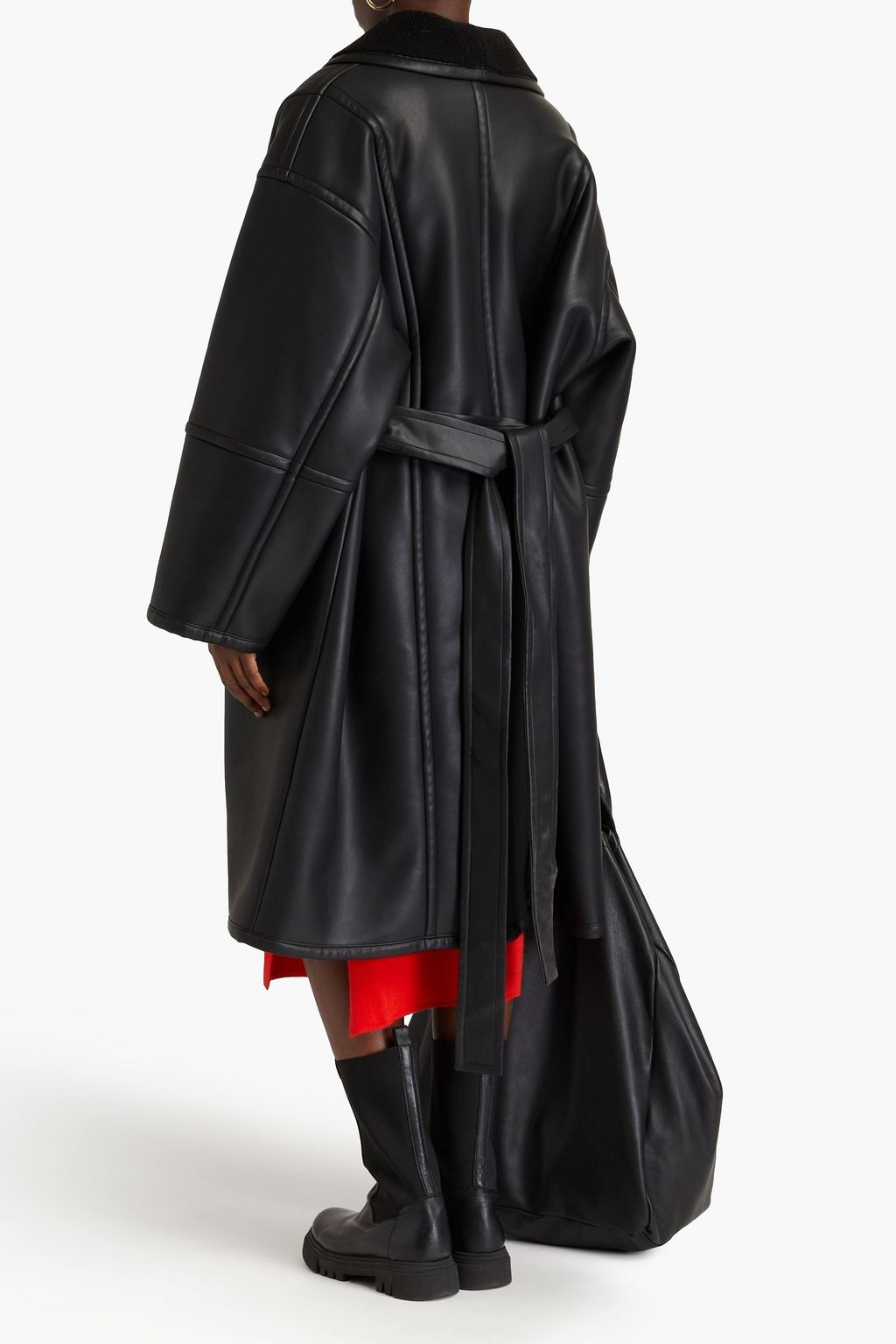 STAND STUDIO Dolores belted faux shearling coat
