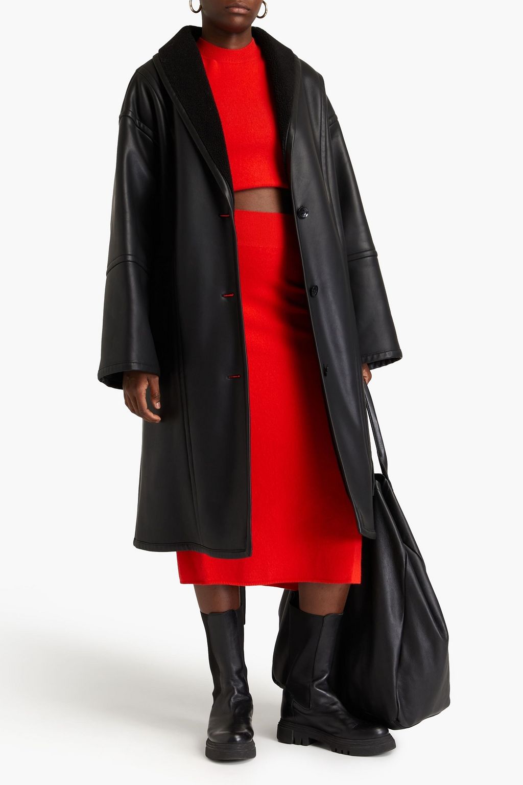 STAND STUDIO Dolores belted faux shearling coat