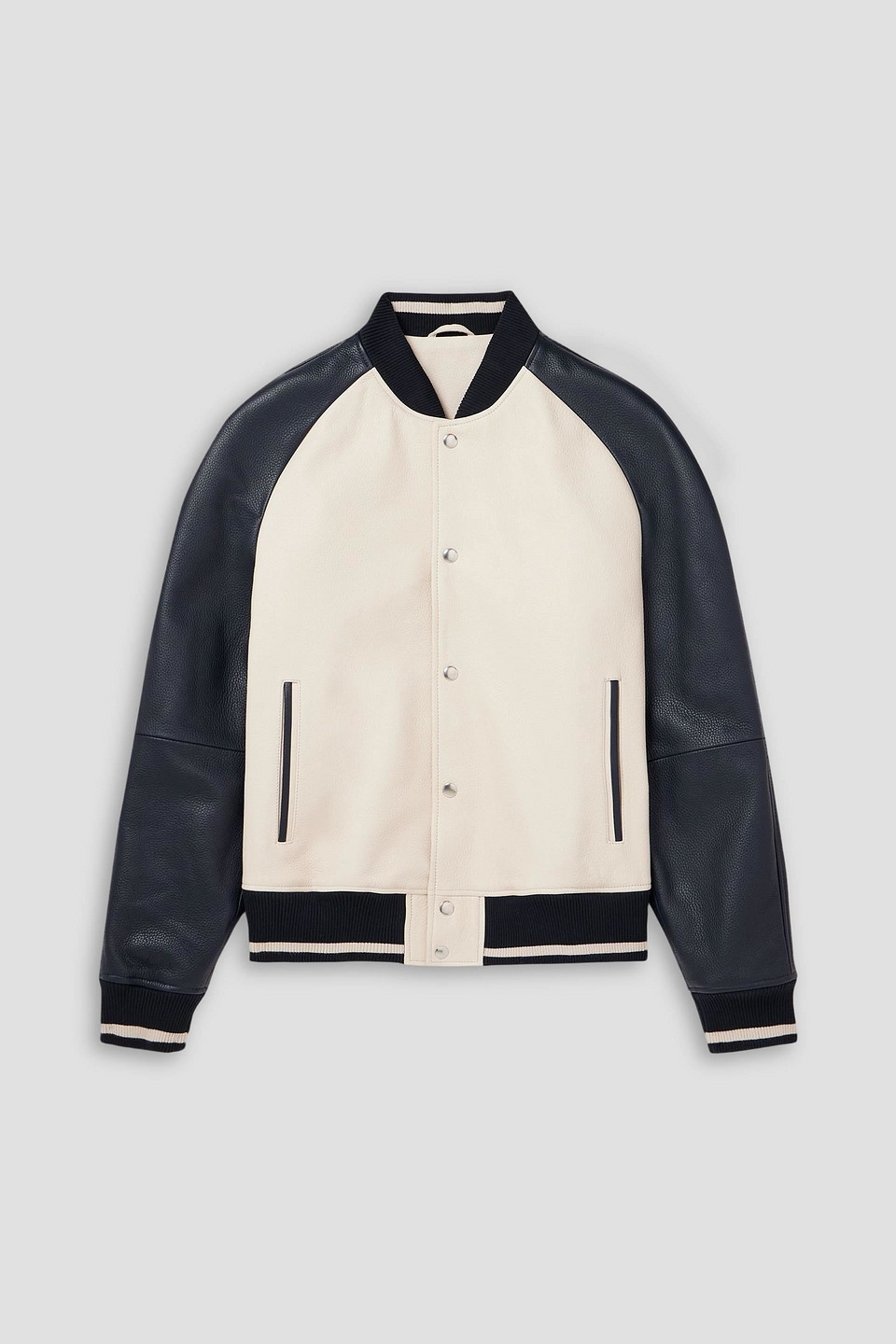 mr p. - leather varsity jacket - white - m