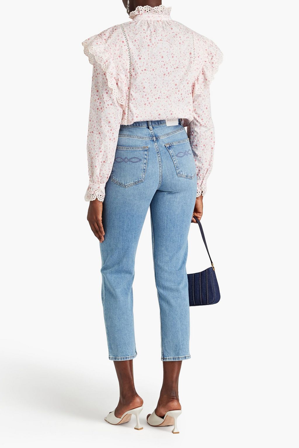 CLAUDIE PIERLOT コットン混 シャツ ラッフル付き フローラルプリント