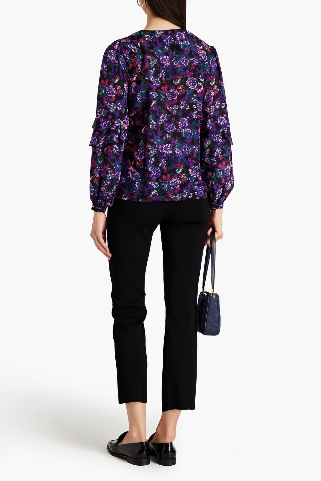 CLAUDIE PIERLOT Wrap-effect floral-print silk crepe de chine blouse