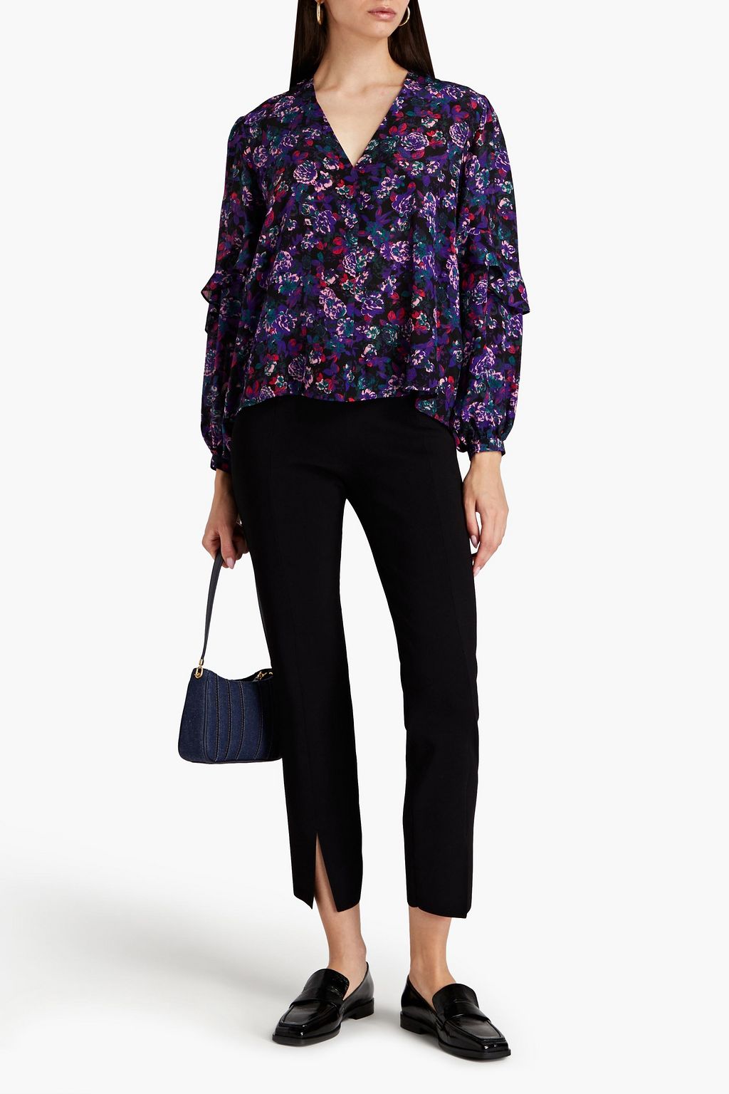 CLAUDIE PIERLOT Wrap-effect floral-print silk crepe de chine blouse