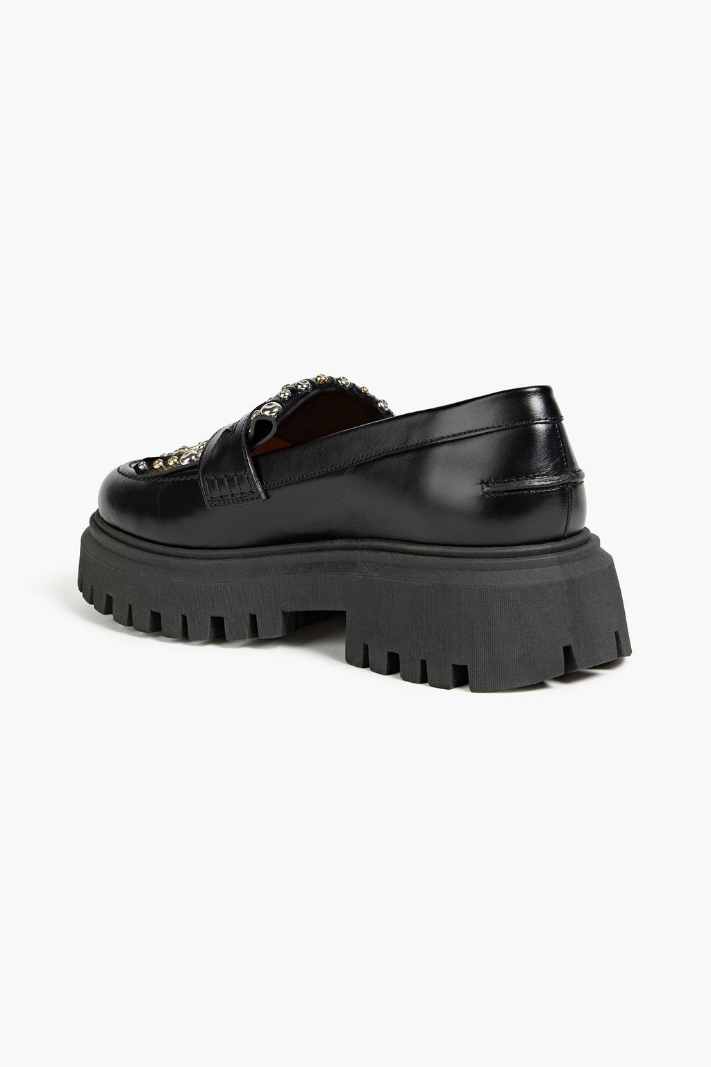 MAJE Fringed studded leather platform loafers