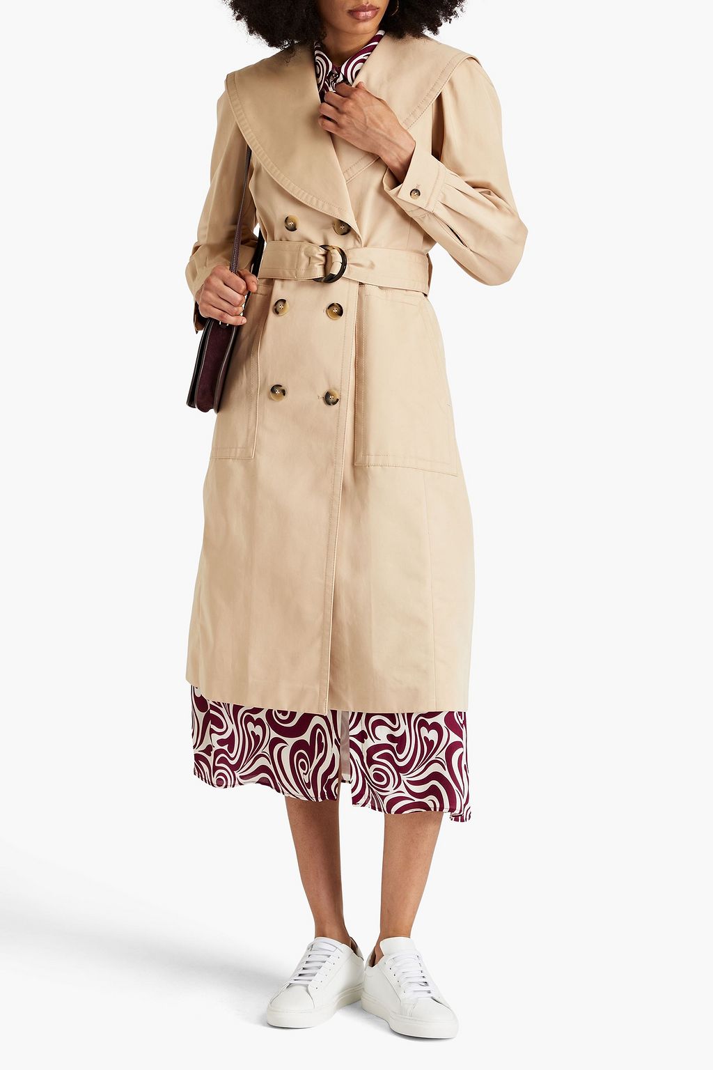 CLAUDIE PIERLOT Belted cotton-twill trench coat