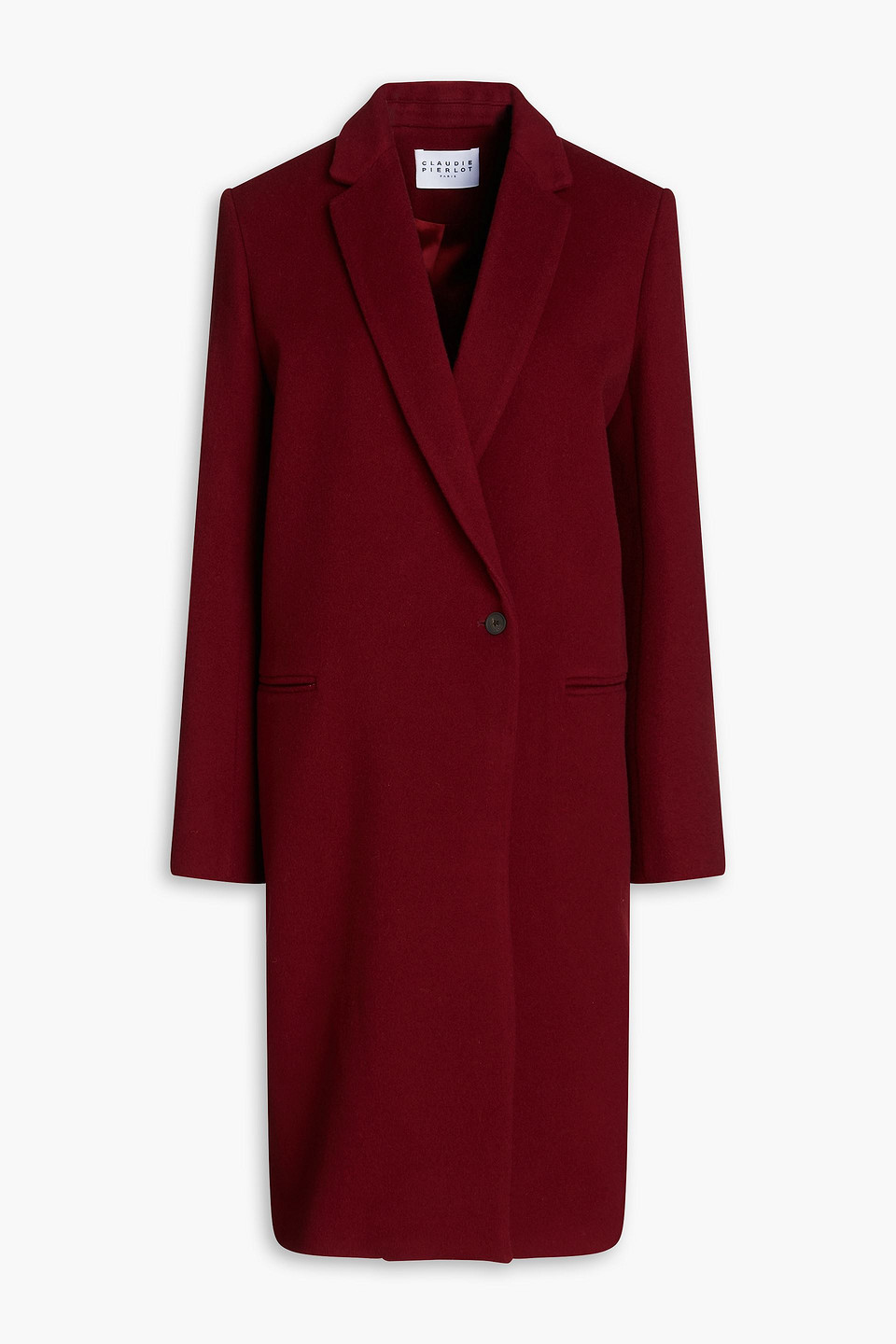 Claudie Pierlot Gold Wool-blend Felt Coat In Burgundy | ModeSens