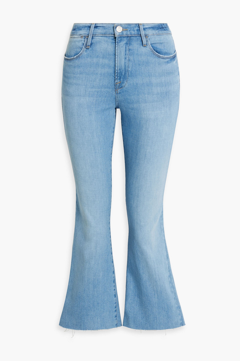 Frame Le High Rise Crop Flare Jeans In Cebu In Light Denim