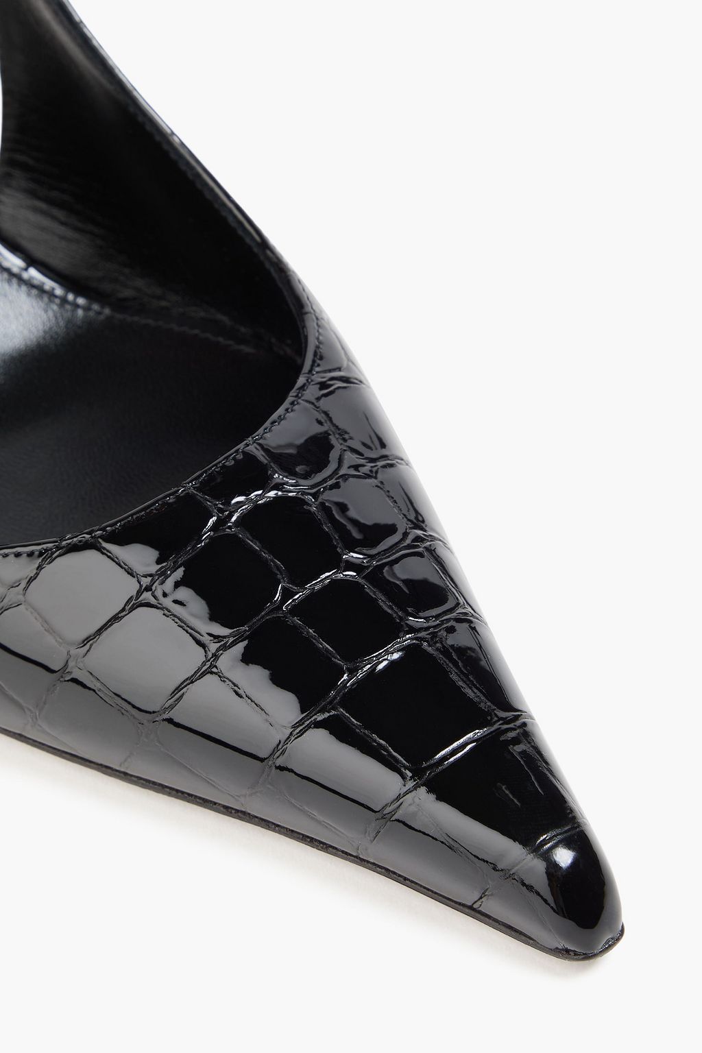 SAINT LAURENT 크로커다일 이펙트 가죽 슬링백 펌프스
