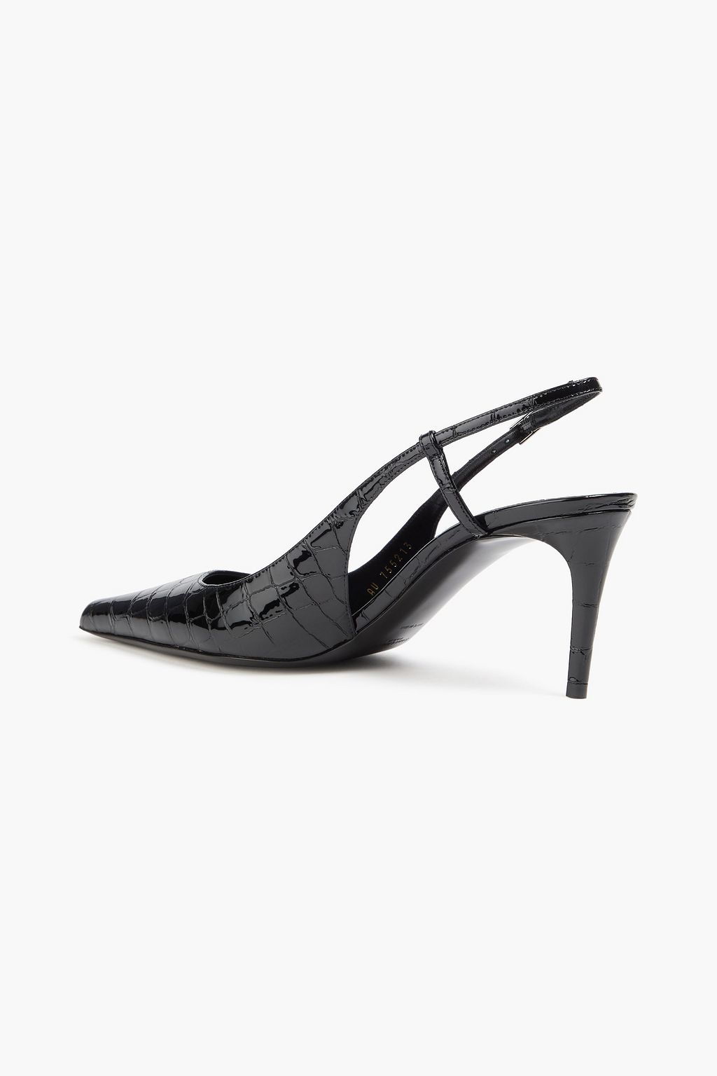 SAINT LAURENT 크로커다일 이펙트 가죽 슬링백 펌프스