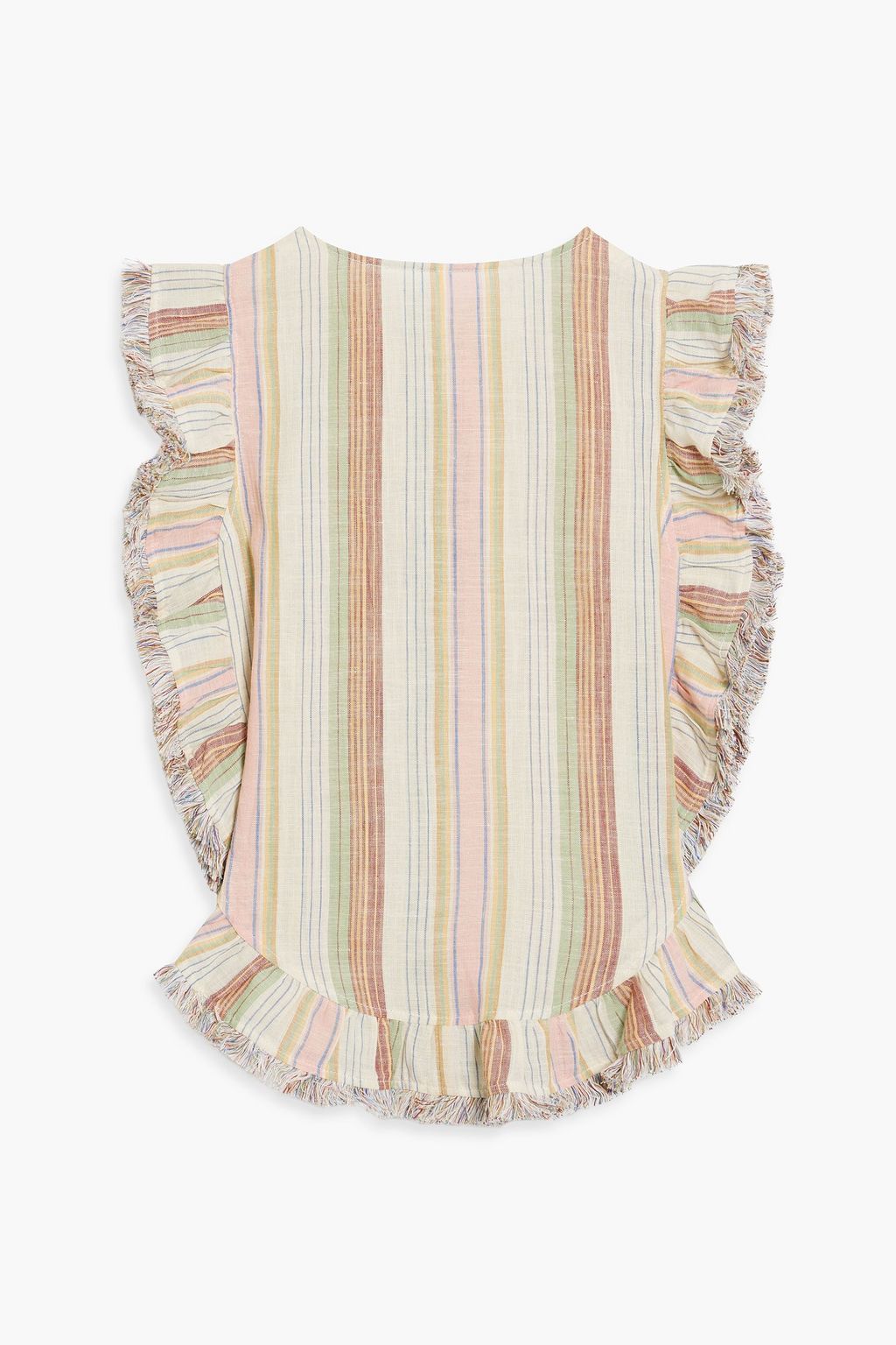 ZIMMERMANN Kids Tropicale ruffled striped cotton and linen-blend coverup