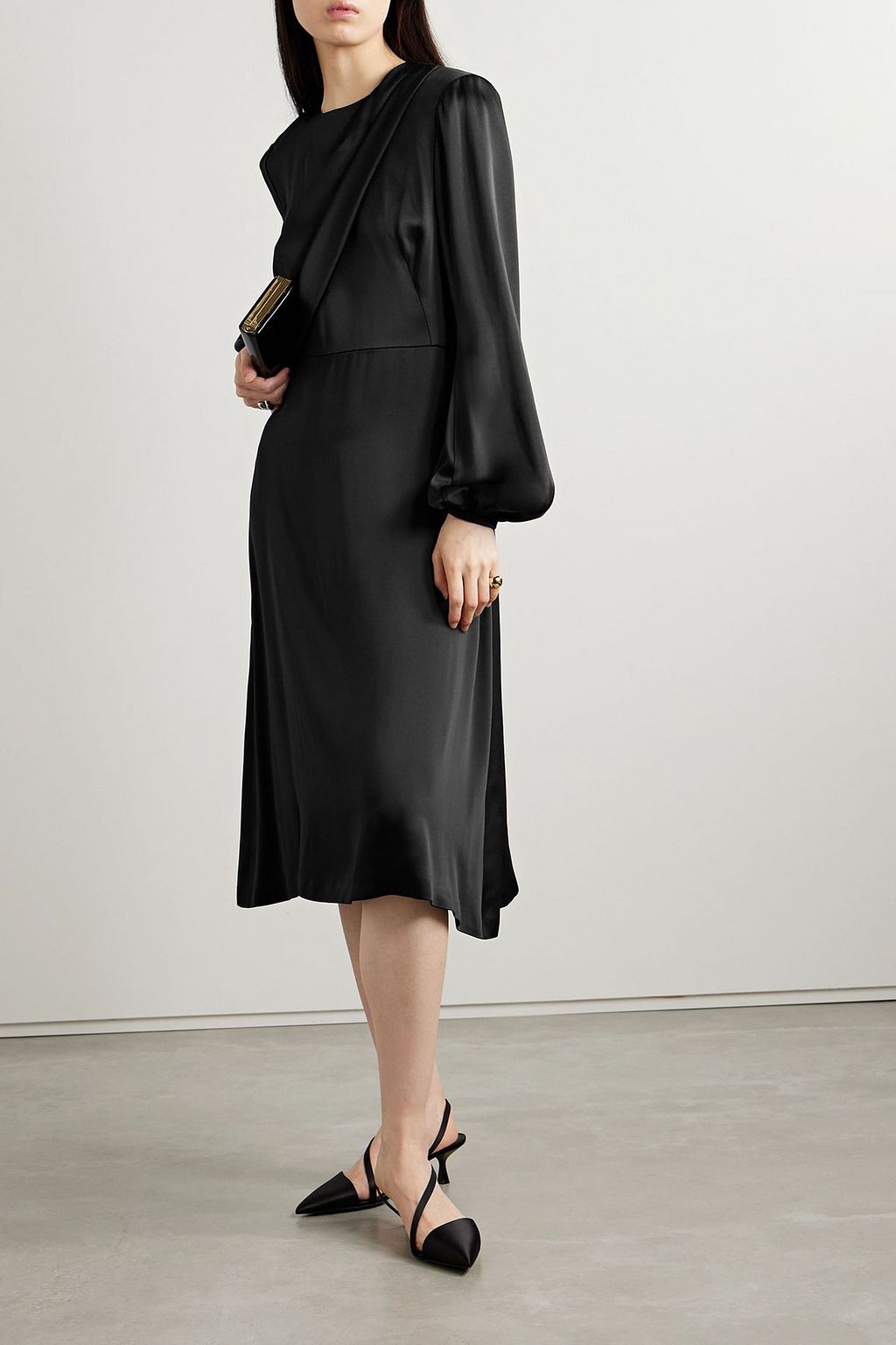 STELLA MCCARTNEY Draped duchesse-satin midi dress