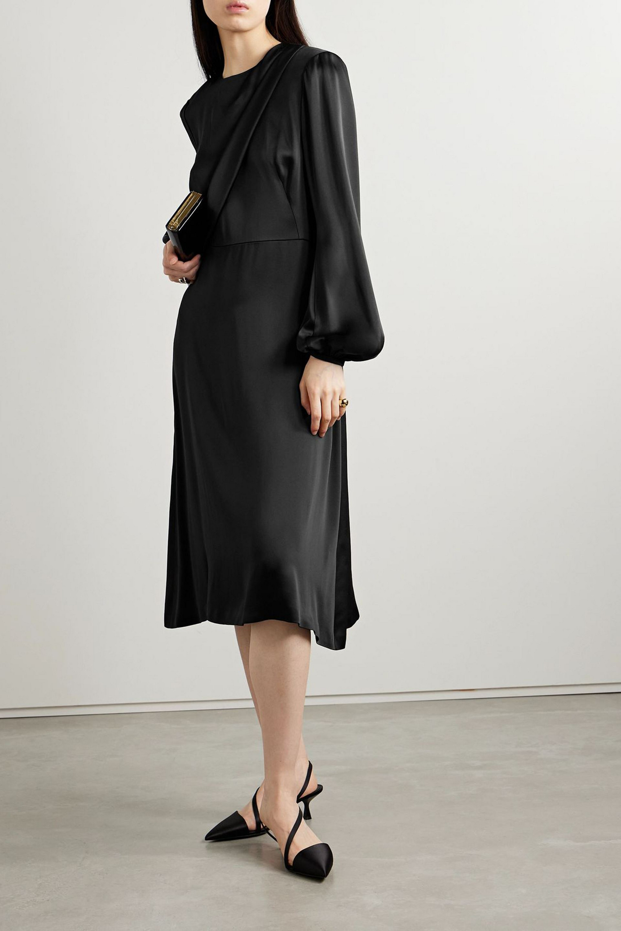 Stella McCartney Draped duchesse-satin midi dress