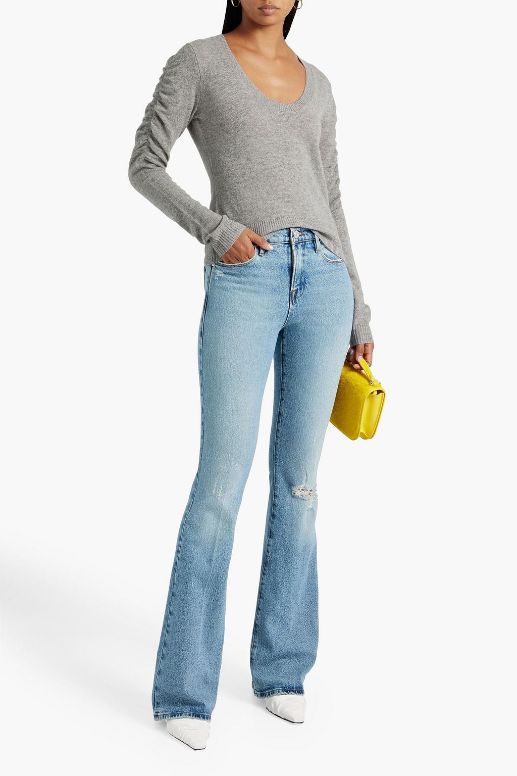 FRAME Le High Flare distressed high-rise flared jeans