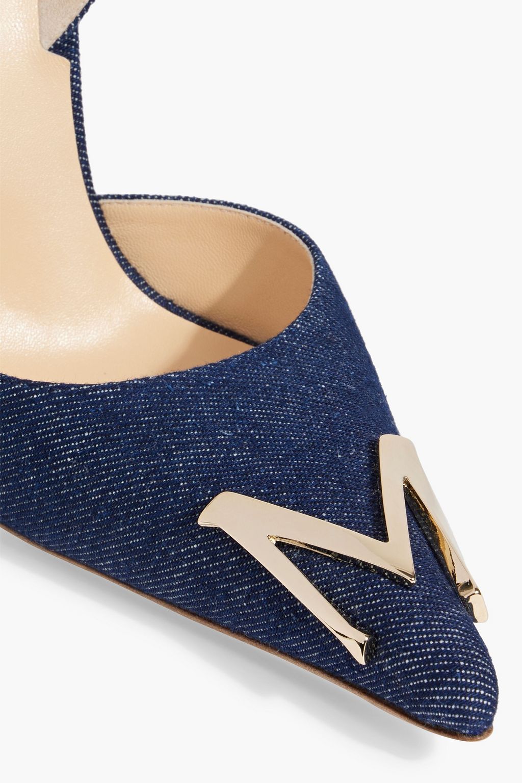 MAGDA BUTRYM Logo-embellished denim slingback pumps | THE OUTNET